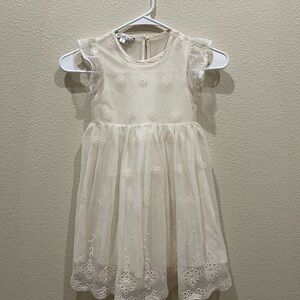 Pippa & Julie girl’s dress, size 4, beautifully embroidered, off-white, 2 pc